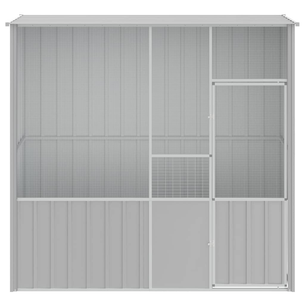 Gaiola para pássaros vidaXL, aço galvanizado, cinza, 115x78x200 cm
