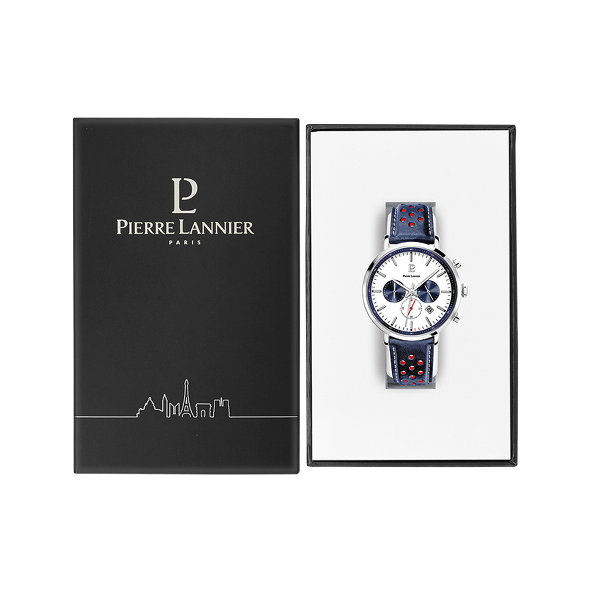 Montre PIERRE LANNIER baron homme bracelet cuir bleu
