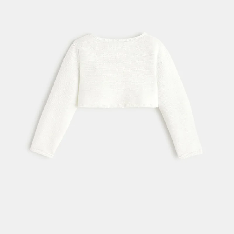 Gilet boléro court maille tricot blanc bébé fille Blanc