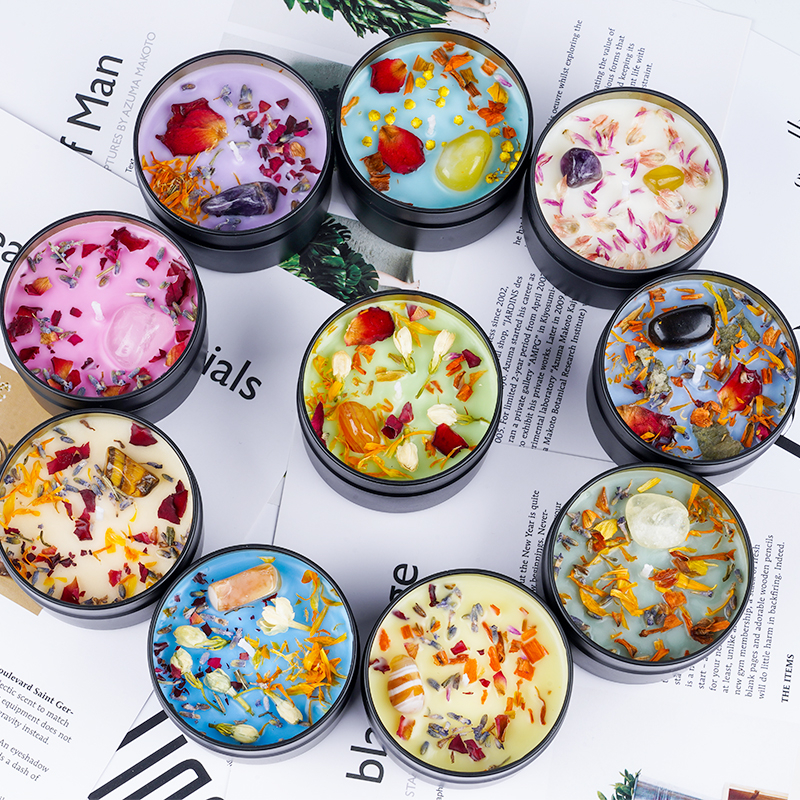 Duft Kerze in Dose Aromatherapie Sojawachs Kerze Home Deko Blumen - Lavendel