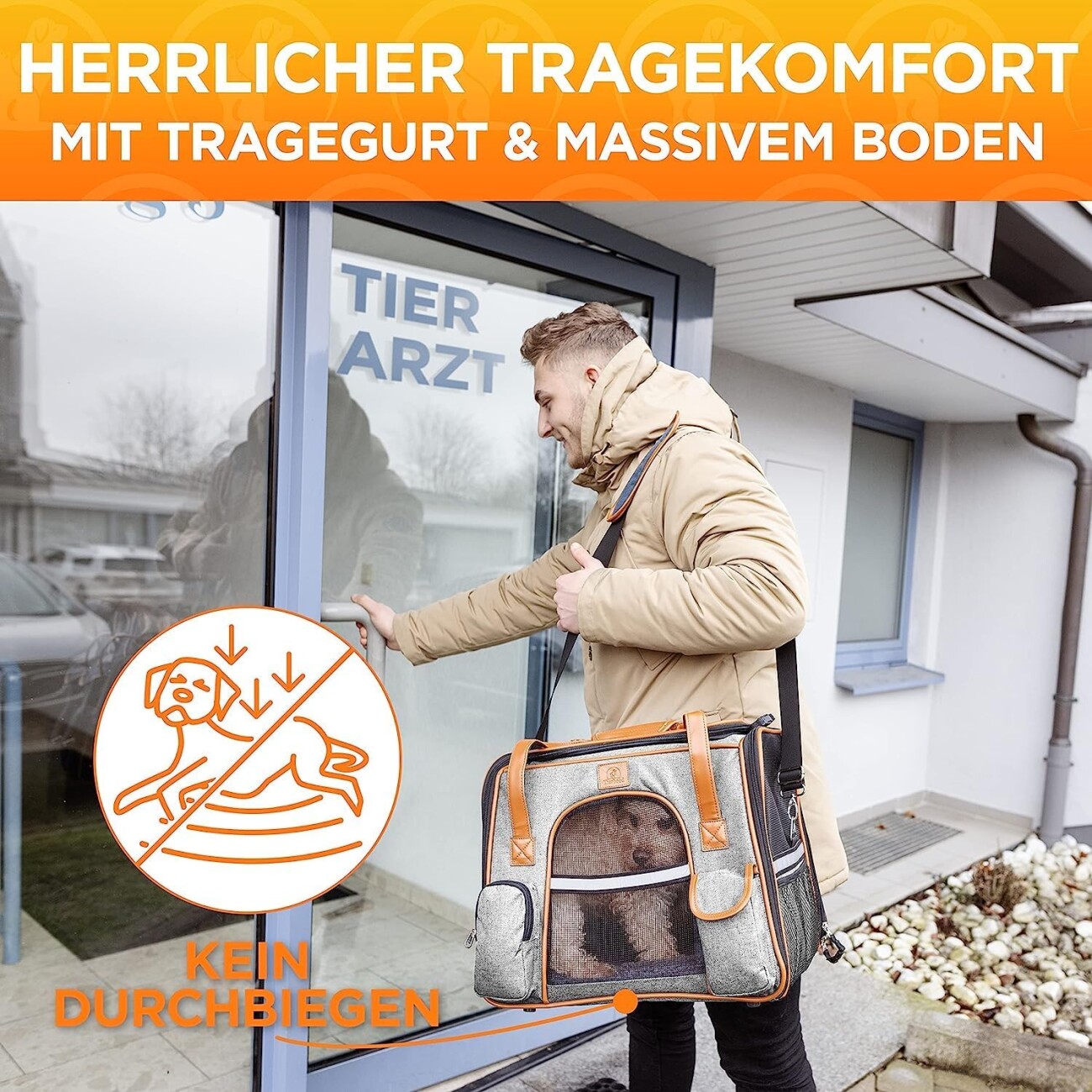 Tierhood Transporttasche Hunde- und Katzentasche grau M