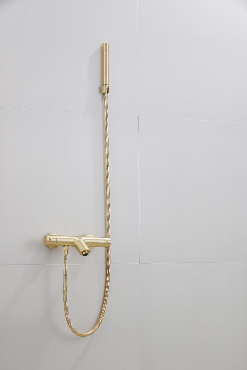 Saniclear Brass thermostatische opbouw badkraan met handdouche geborsteld messing / mat goud