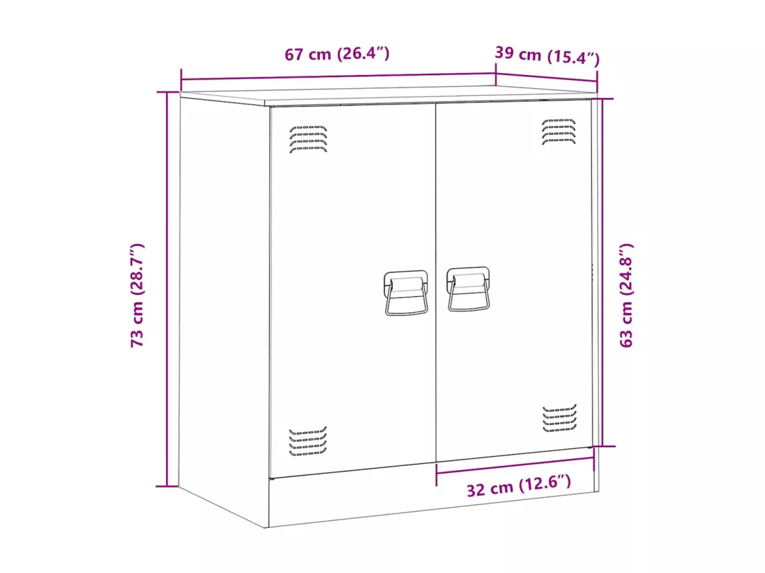 Buffet anthracite 67x39x73 cm acier