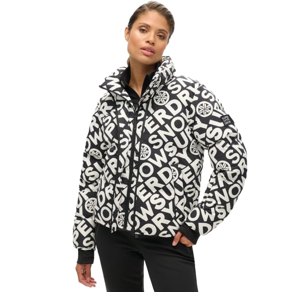Veste de ski SUPERDRY BOXY PUFFER JACKET SUPERDRY MONOGRAM BLACK