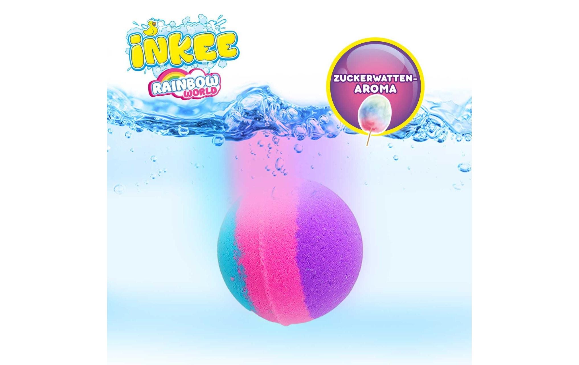 Badekugel Inkee Rainbow World 3 StückÜberraschungs-Badebomben für farbenfrohe Schaumbäder