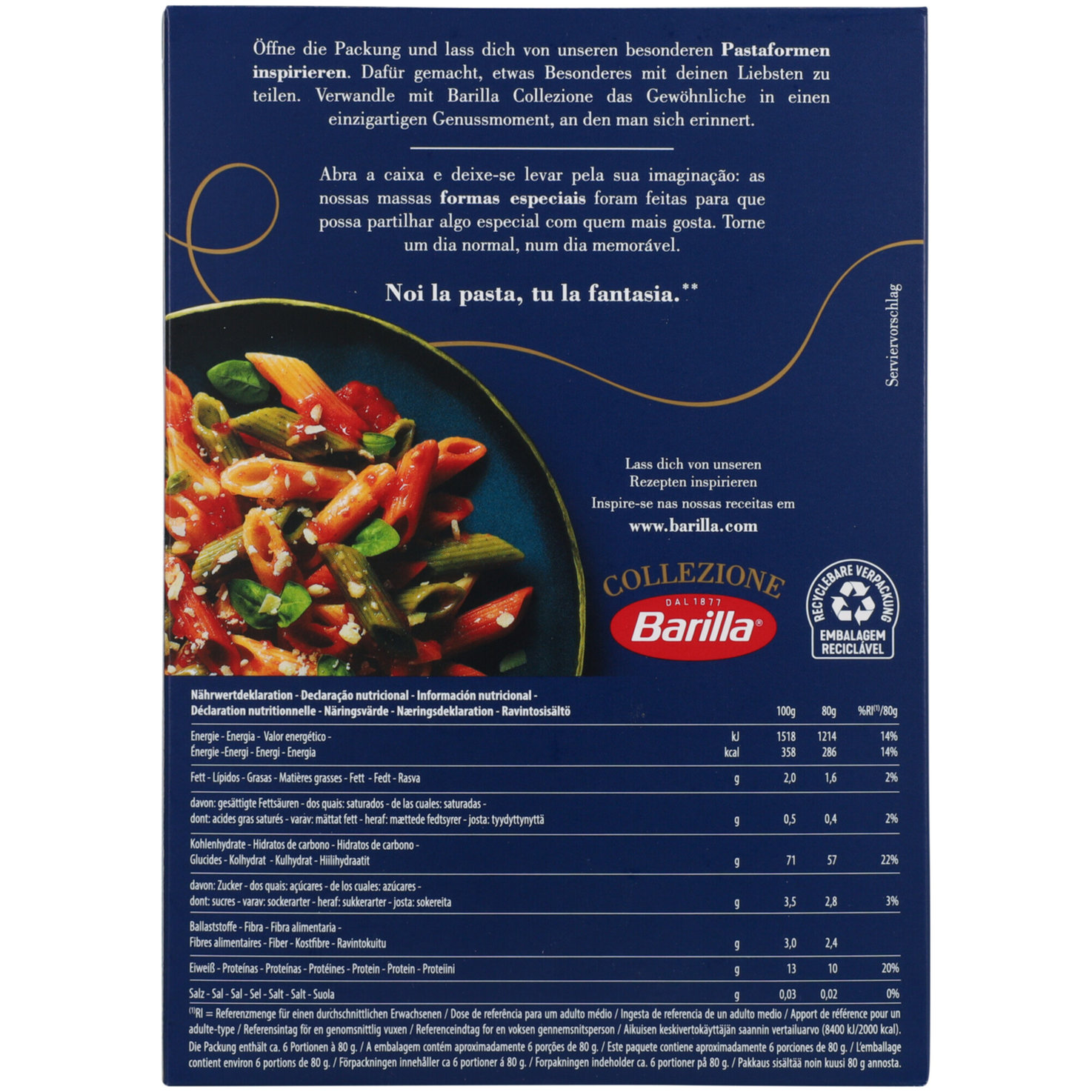 Barilla Collezione Mezze Penne Tricolore n. 170
