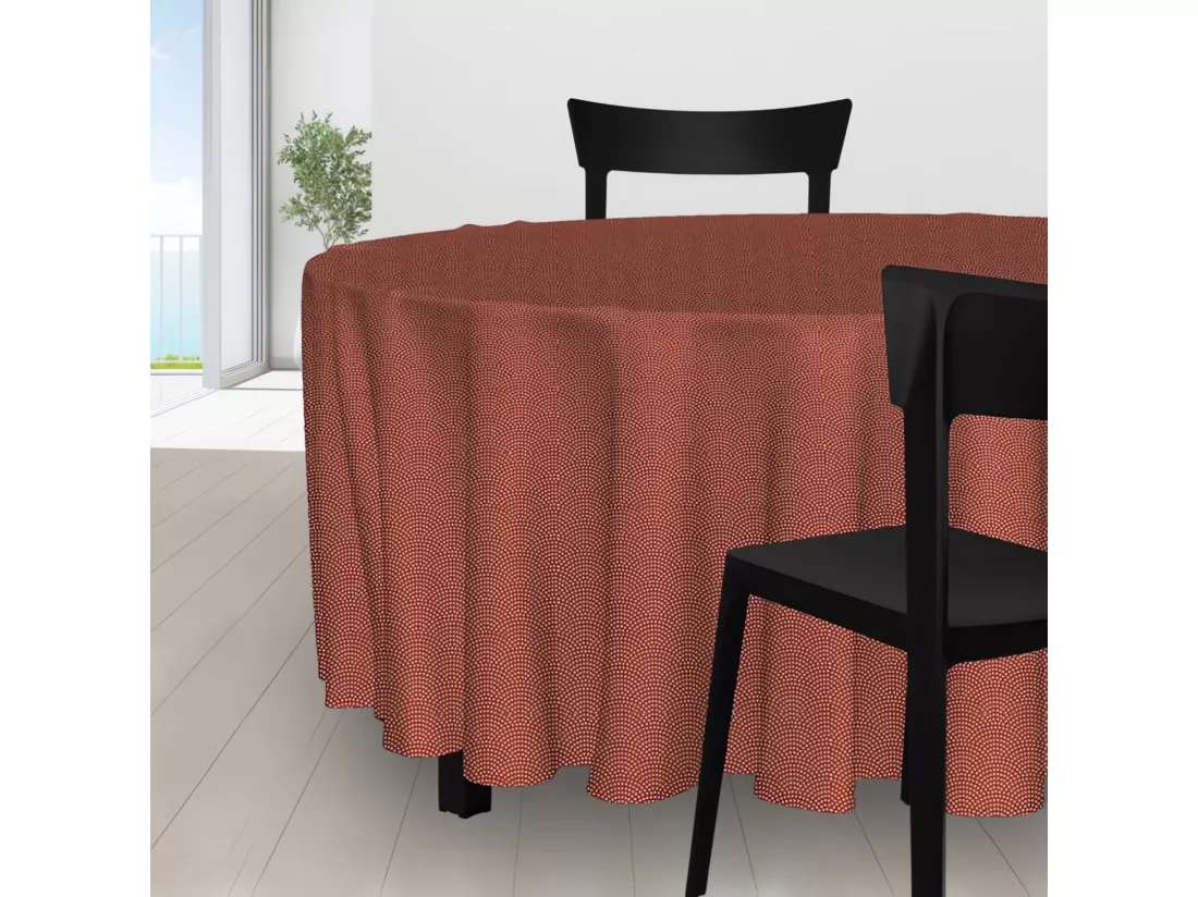 Nappe ronde diamètre 180 cm PAON tomette, par Soleil d'Ocre