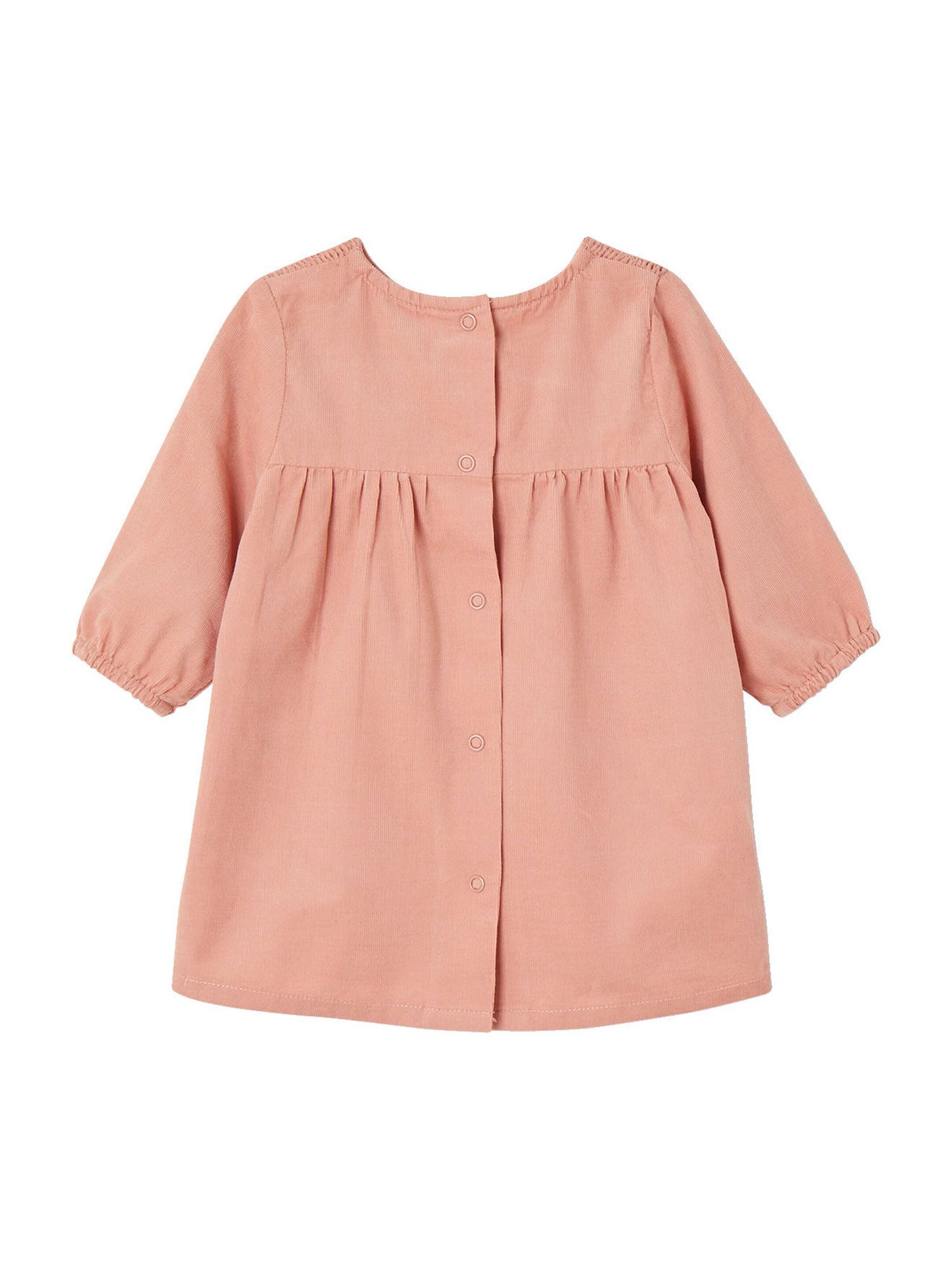 Vertbaudet Gesmoktes Baby Kleid aus Cord mit abnehmbarem Kragen rosa