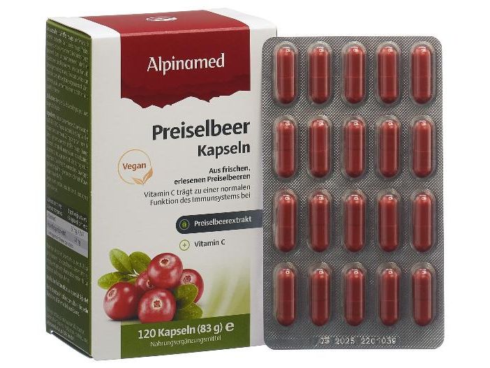 Alpinamed Preiselbeer 120 Kapseln Vegane Preiselbeer Kapseln