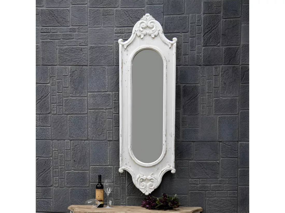 Grand miroir Bois-MDF Blanc - Décoration d'Autrefois