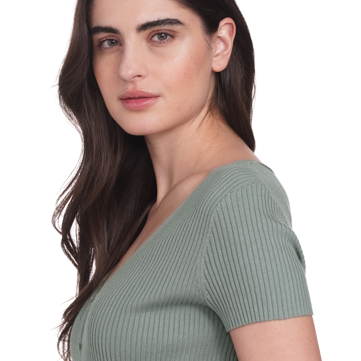 Gina Damen Strickjacke aus Rippstrick salbei