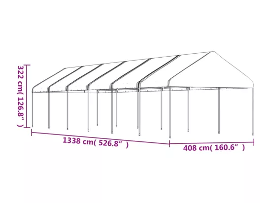 Belvédère avec toit blanc 13,38x4,08x3,22 m polyéthylène