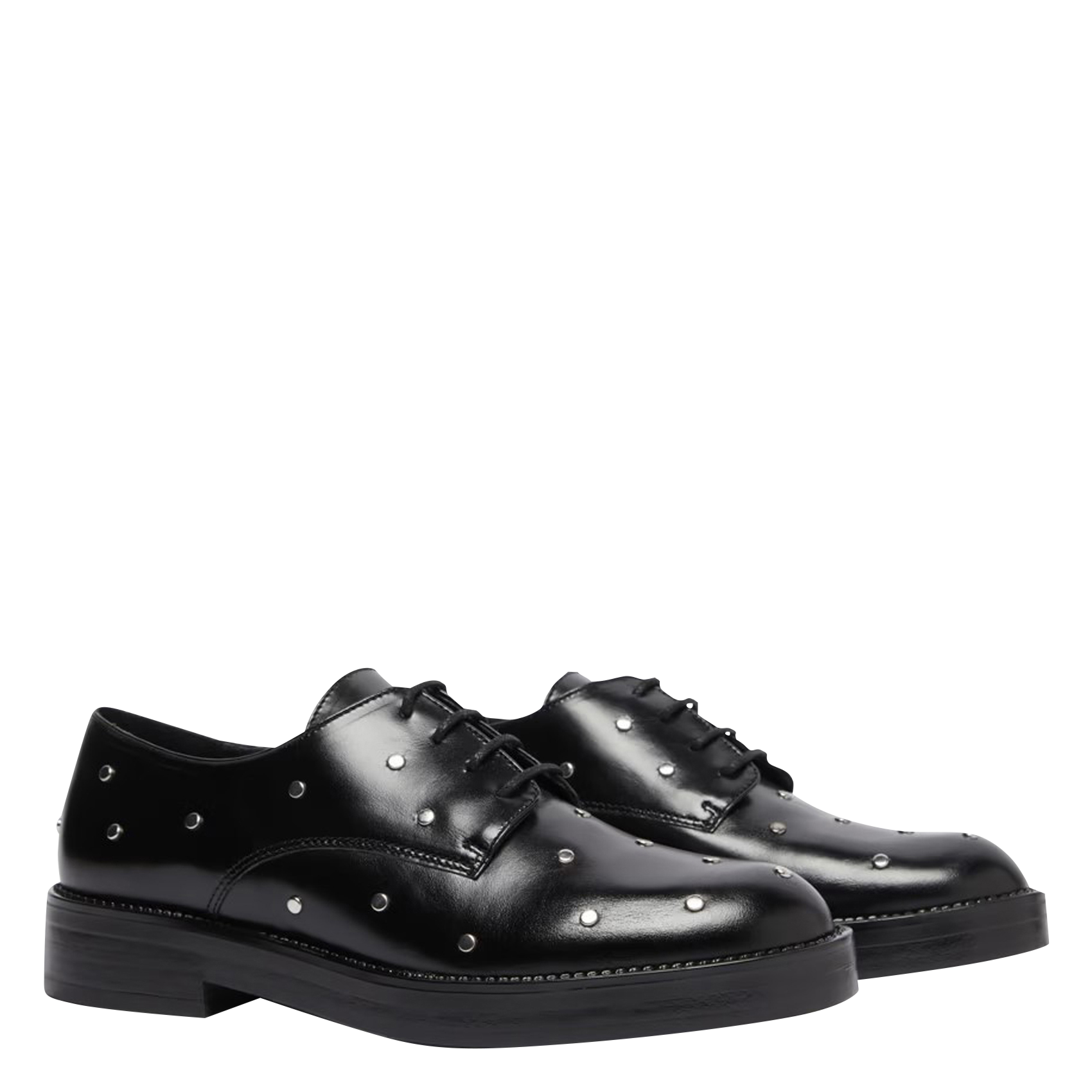 ASTOU - Derbies à détails argentés en cuir| Noir