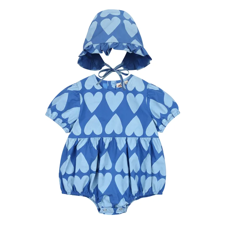 Jelly Mallow Ensemble Barboteuse et Béguin Cœur | Bleu
