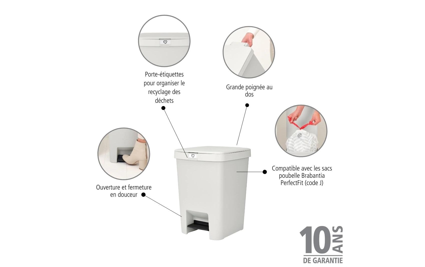Recyclingbehälter StepUp 25 l, HellgrauTreteimer für Recyclingmaterialien