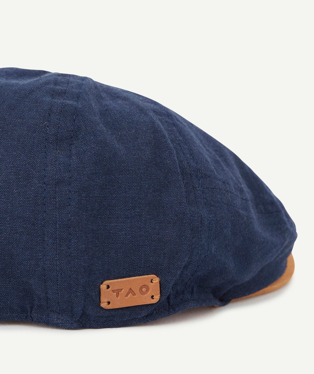 CASQUETTE GAVROCHE GARÇON EN COTON BLEU MARINE ET CAMEL