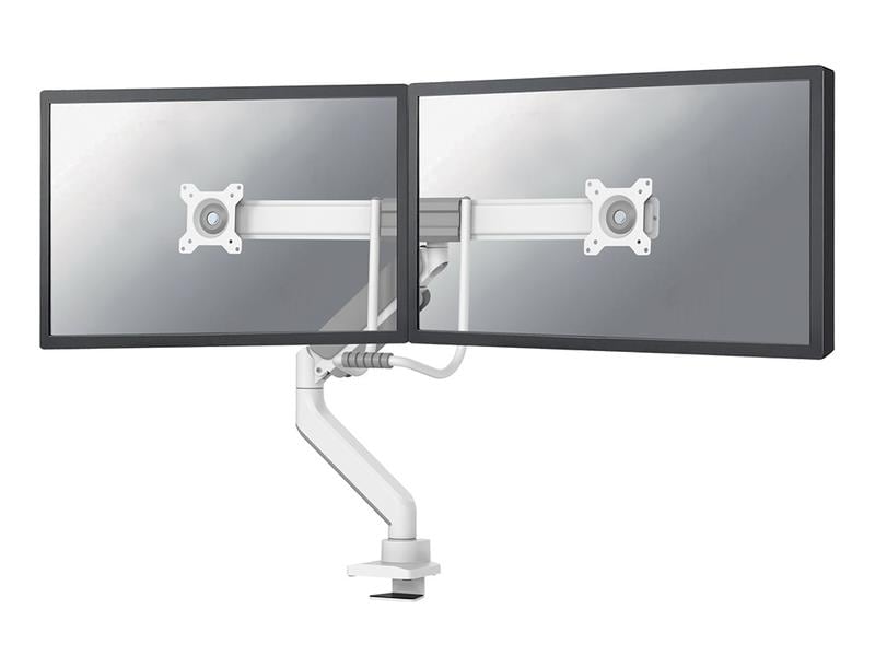 NEOMOUNTS Tischhalterung DS75-450WH2 bis 8 kg – Weiss Vollbewegliche Monitorhalterung für zwei Flachbildschirme bis zu 32