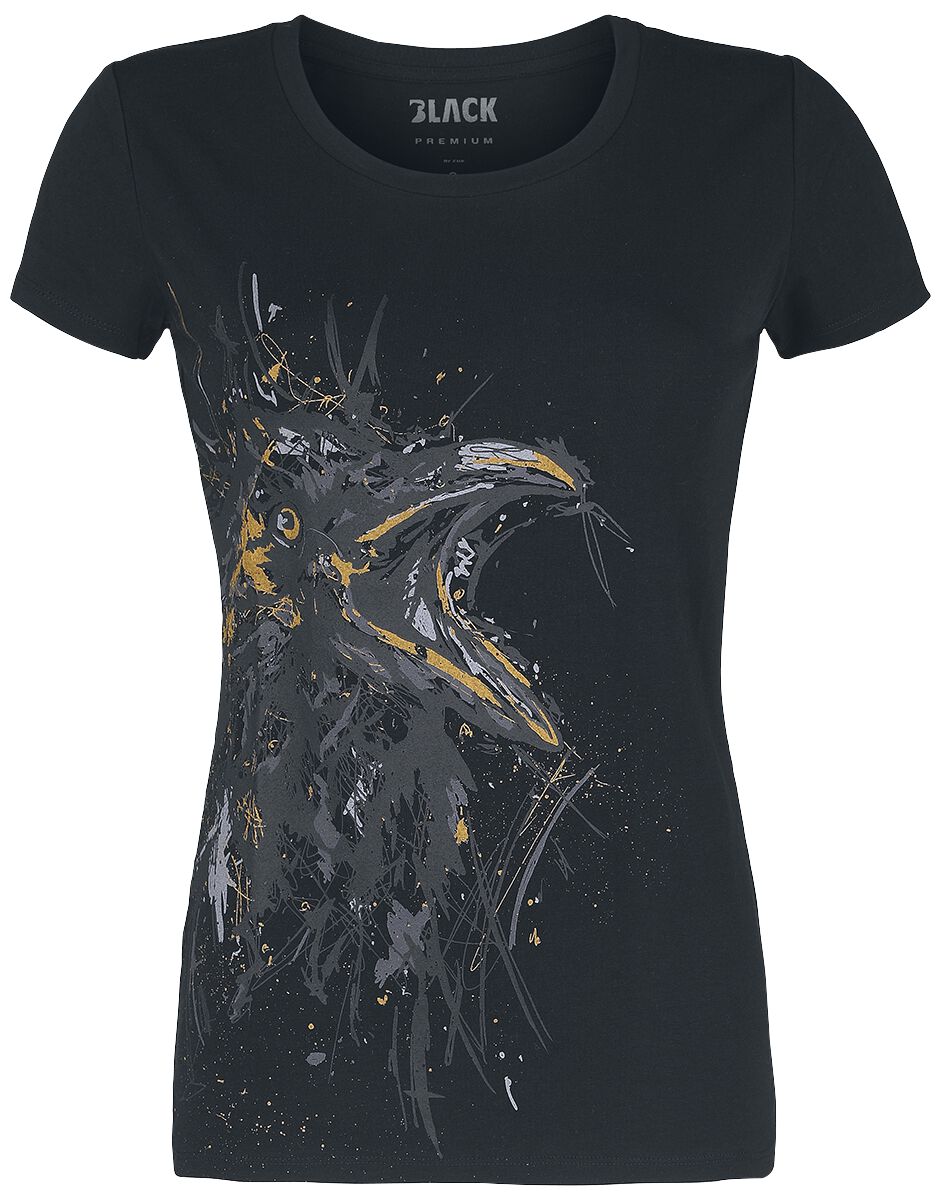 T-Shirt Femme Croquis Corbeau | Black Premium by EMP T-Shirt Manches courtes