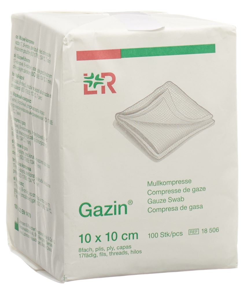 GAZIN Mullkompressen<br>100 Stück, 10x10cm, 8-fach unsteril