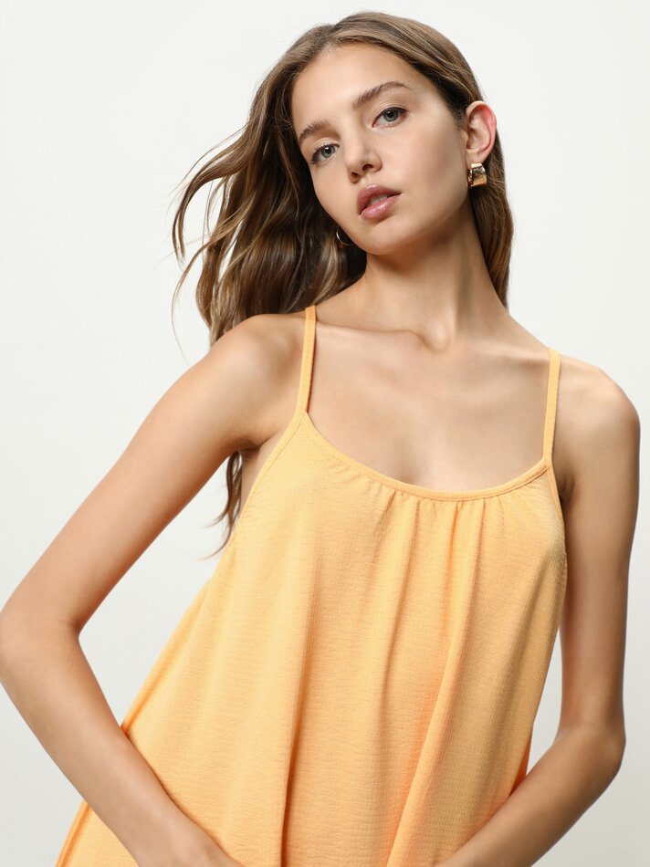 Vestido midi com alças - Laranja Claro