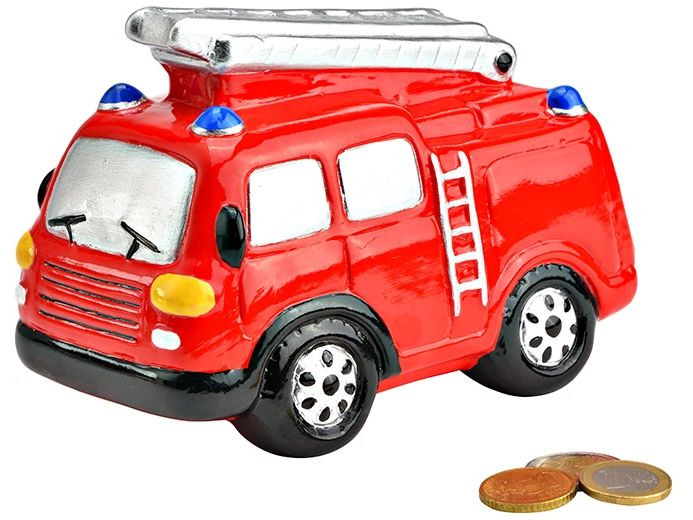 G. Wurm Spardose Feuerwehrauto 16 x 12 x 8 cm Sparkasse zum Aufbewahren von Geld