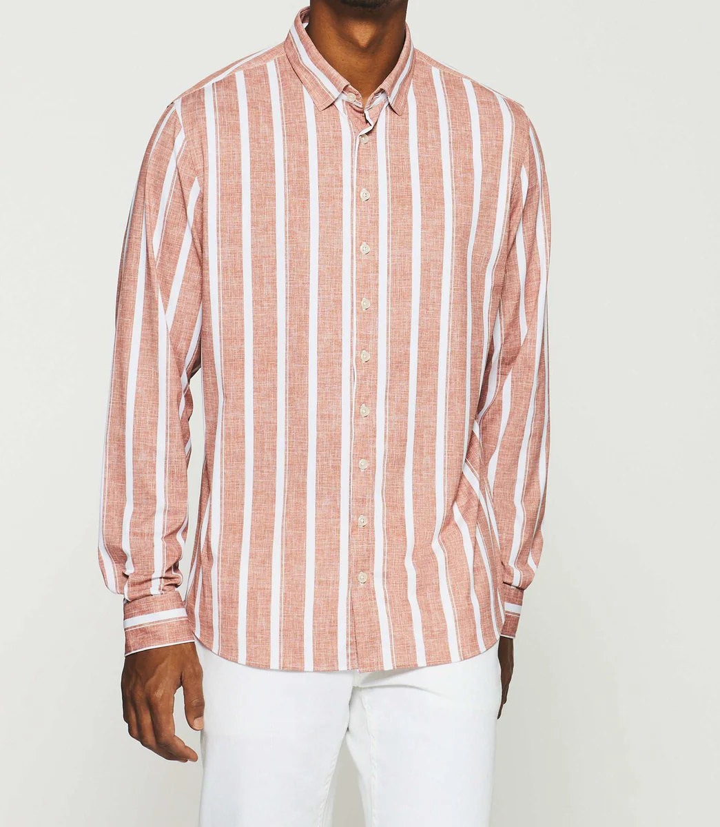 Chemise à rayures terracotta KYLE