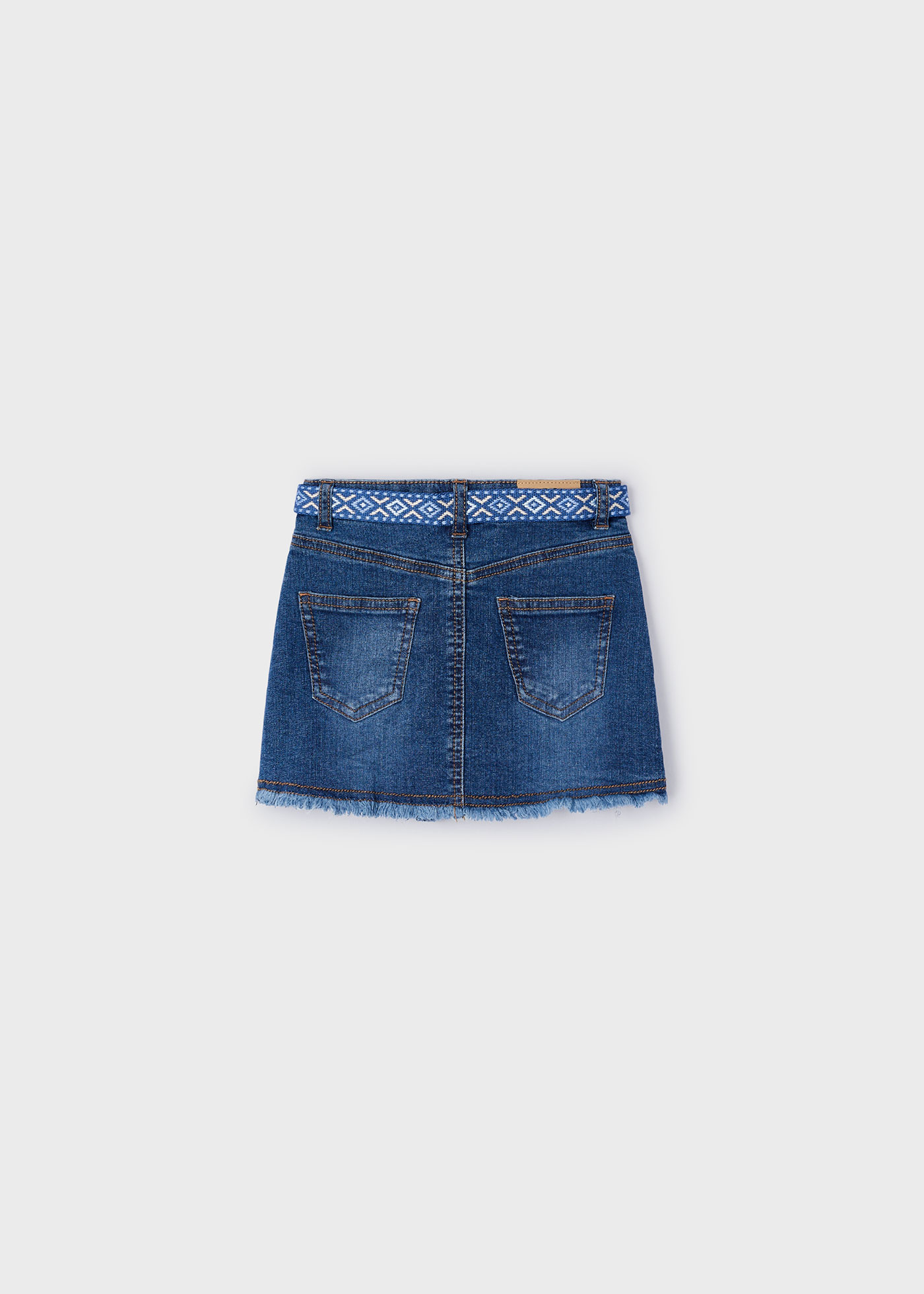 Saia jeans infantil Better Cotton com cinto, jeans escuro
