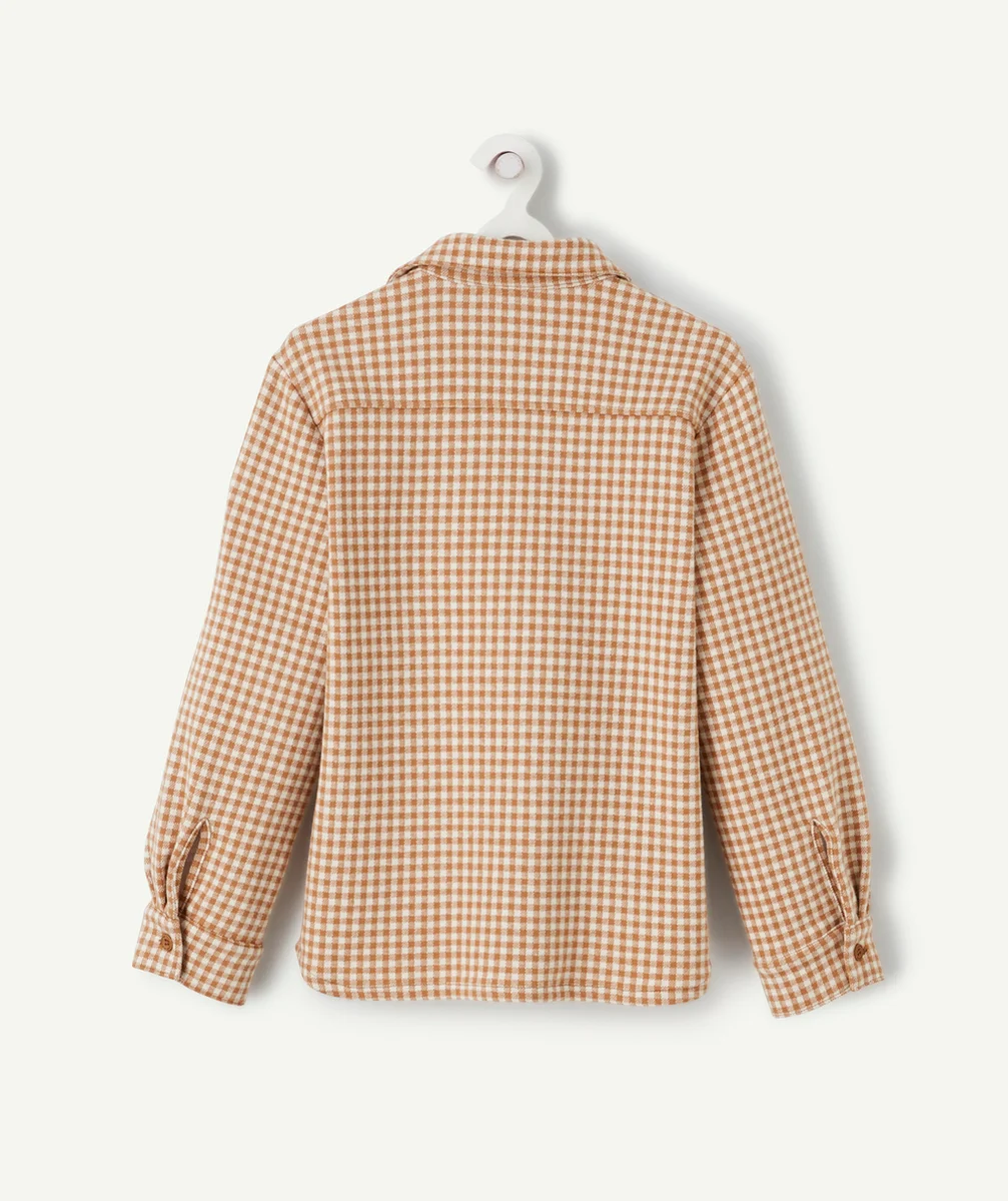 CHEMISE À CARREAUX GARÇON MARRON ET ÉCRU AVEC POCHES