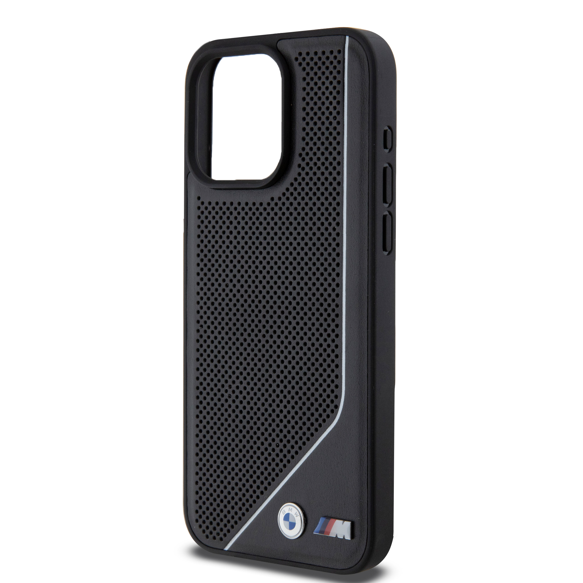 iPhone 15 Pro Max MagSafe Leder Hardcase Hülle Perforated Twisted Line (BMHMP15X23PUCPK) - Schwarz