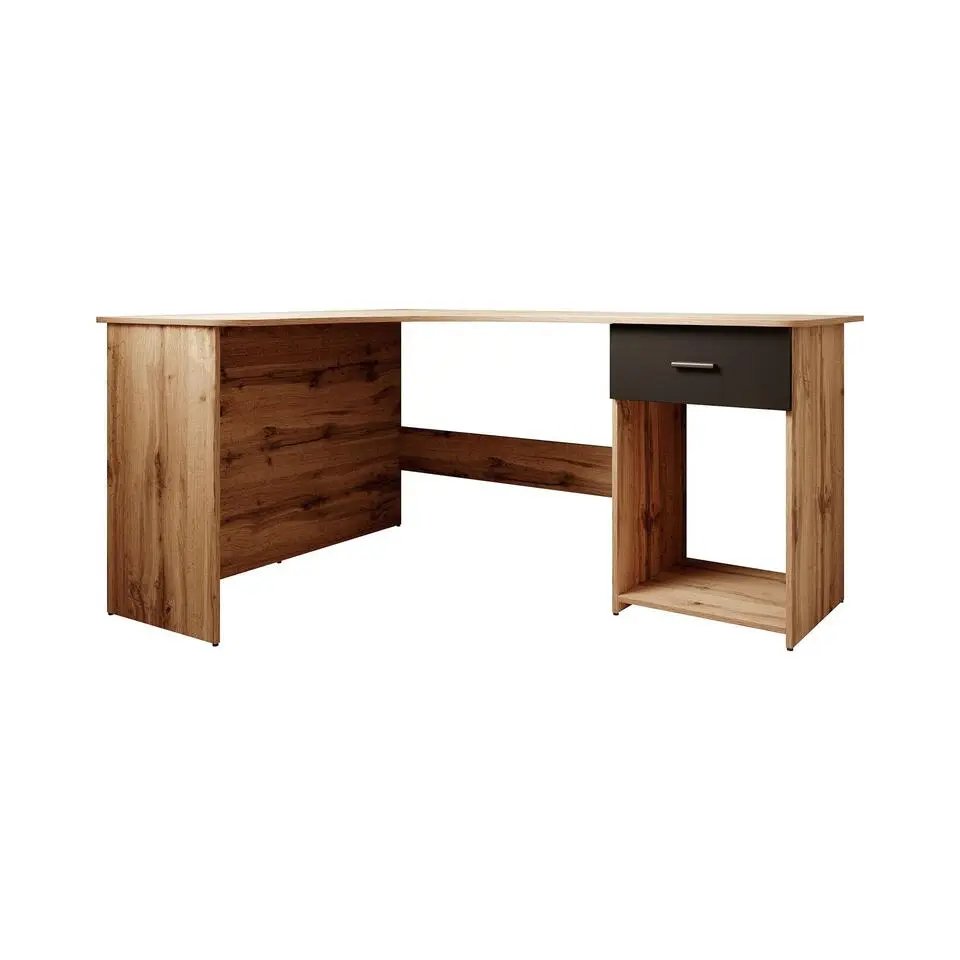 Meubella - Bureau Ciudad - Eiken - Zwart - 155 cm
