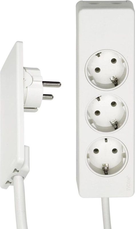 Evoline Plug  platte stekker met stekkerdoos - Wit