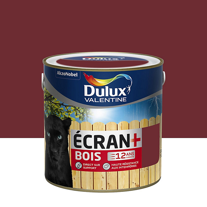 Peinture extérieure bois Ecran+ Bois Dulux Valentine satin rouge basque RAL 3004 2L
