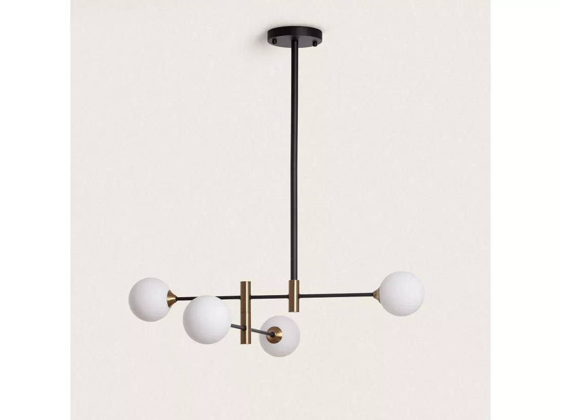Suspension Métal et Verre Bull 4 Noir Mate
