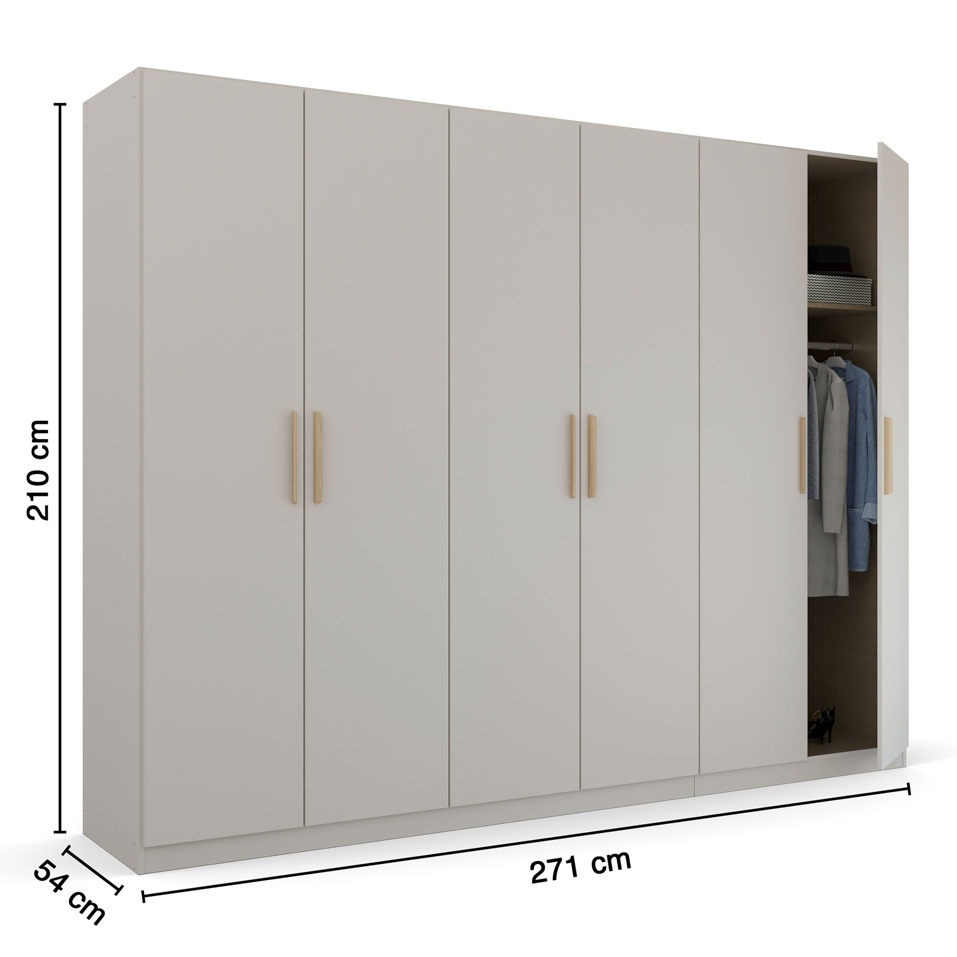 Drehtürenschrank - seidengrau - 271 cm