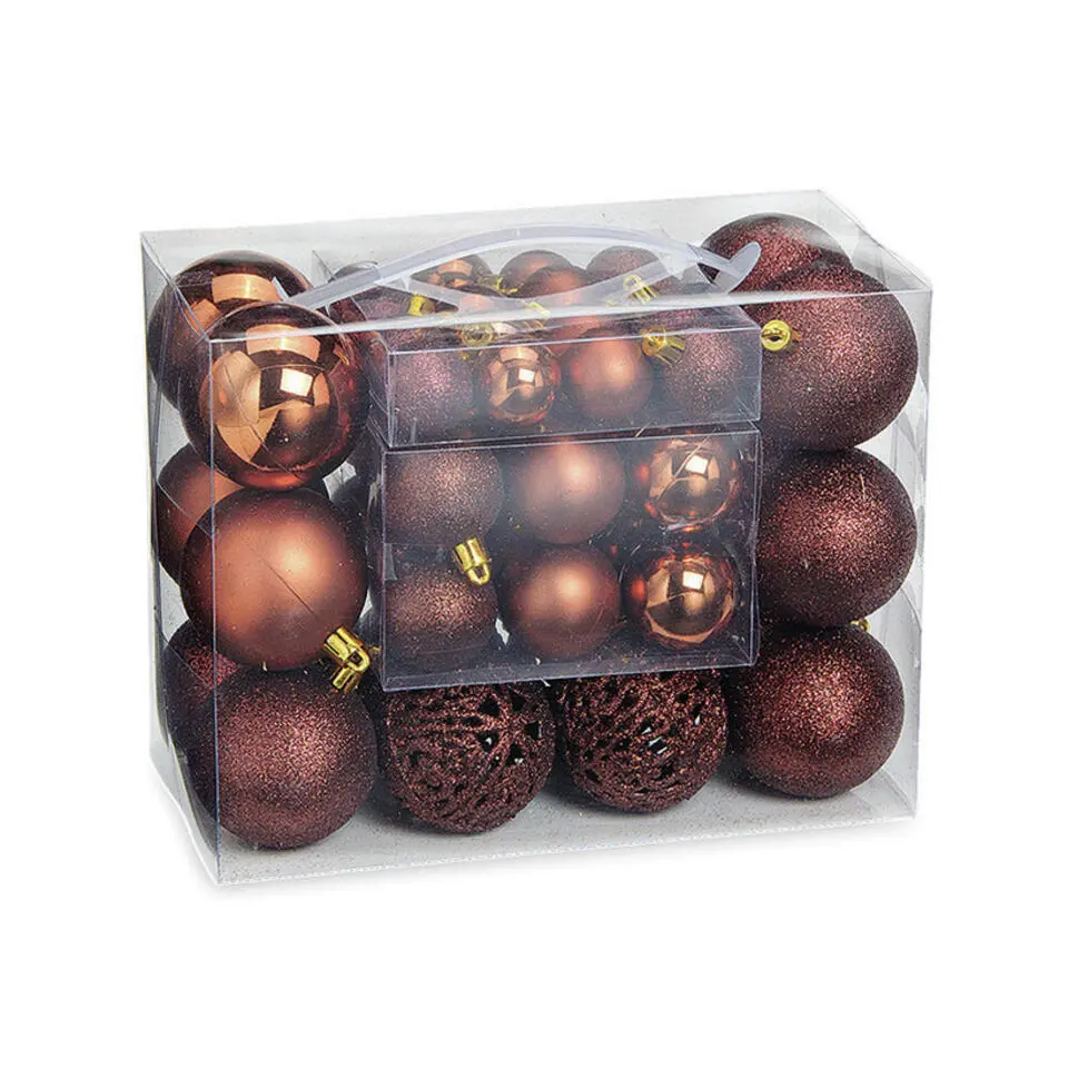 G. Wurm Kerstballen - set 50x st - bruin - 3,4,6 cm
