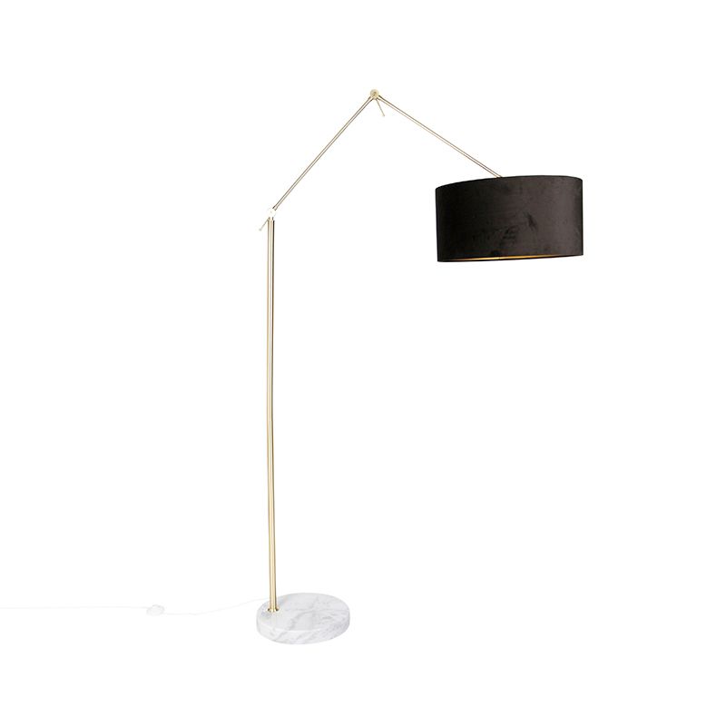 Moderne vloerlamp goud velours kap zwart 50 cm - Editor