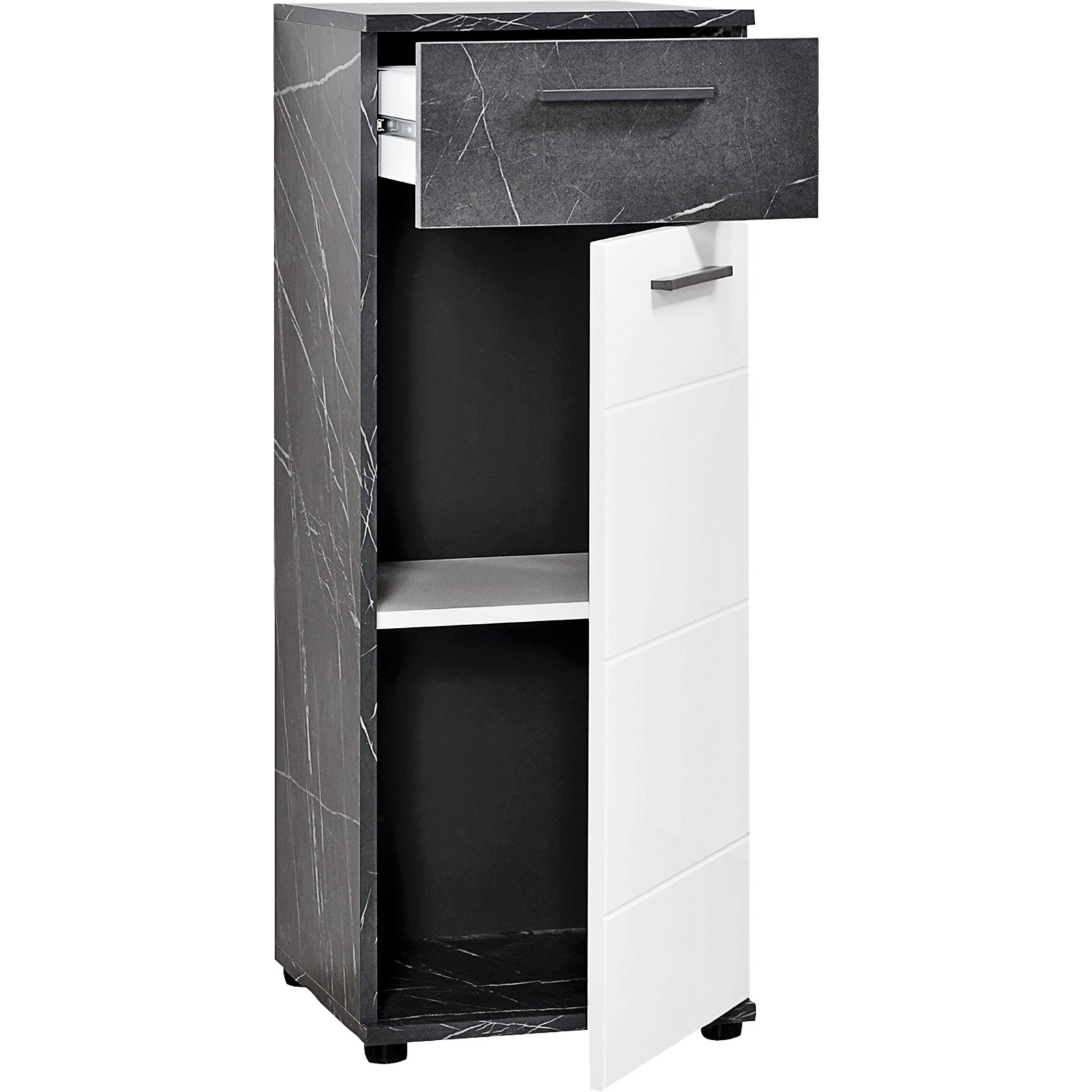 Badkommode Bergen Marmor-Optik schwarz-weiss 35 x 92 x 35 cm