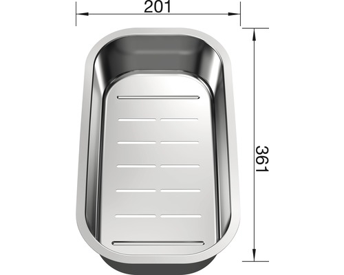 Multifunctionele roestvrijstalen kom Blanco 224787 (L x B x H) 36,1 x 20,1 x 7,7 cm