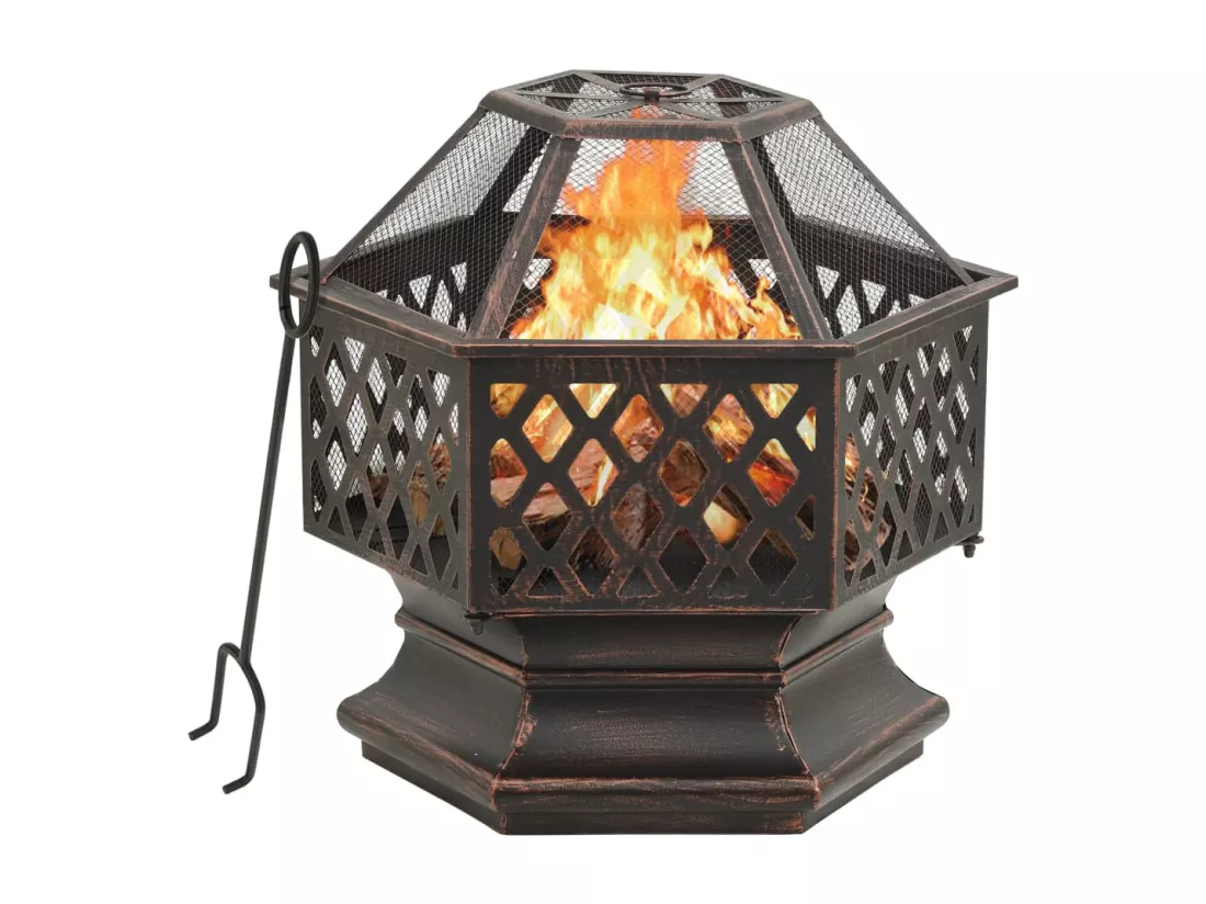 Foyer rustique avec tisonnier 62x54x56 cm XXL Acier