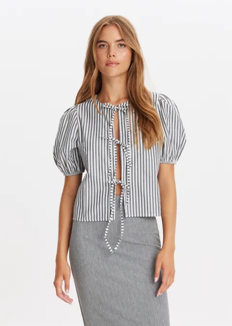 Blouse met strik details grijs (GRS)