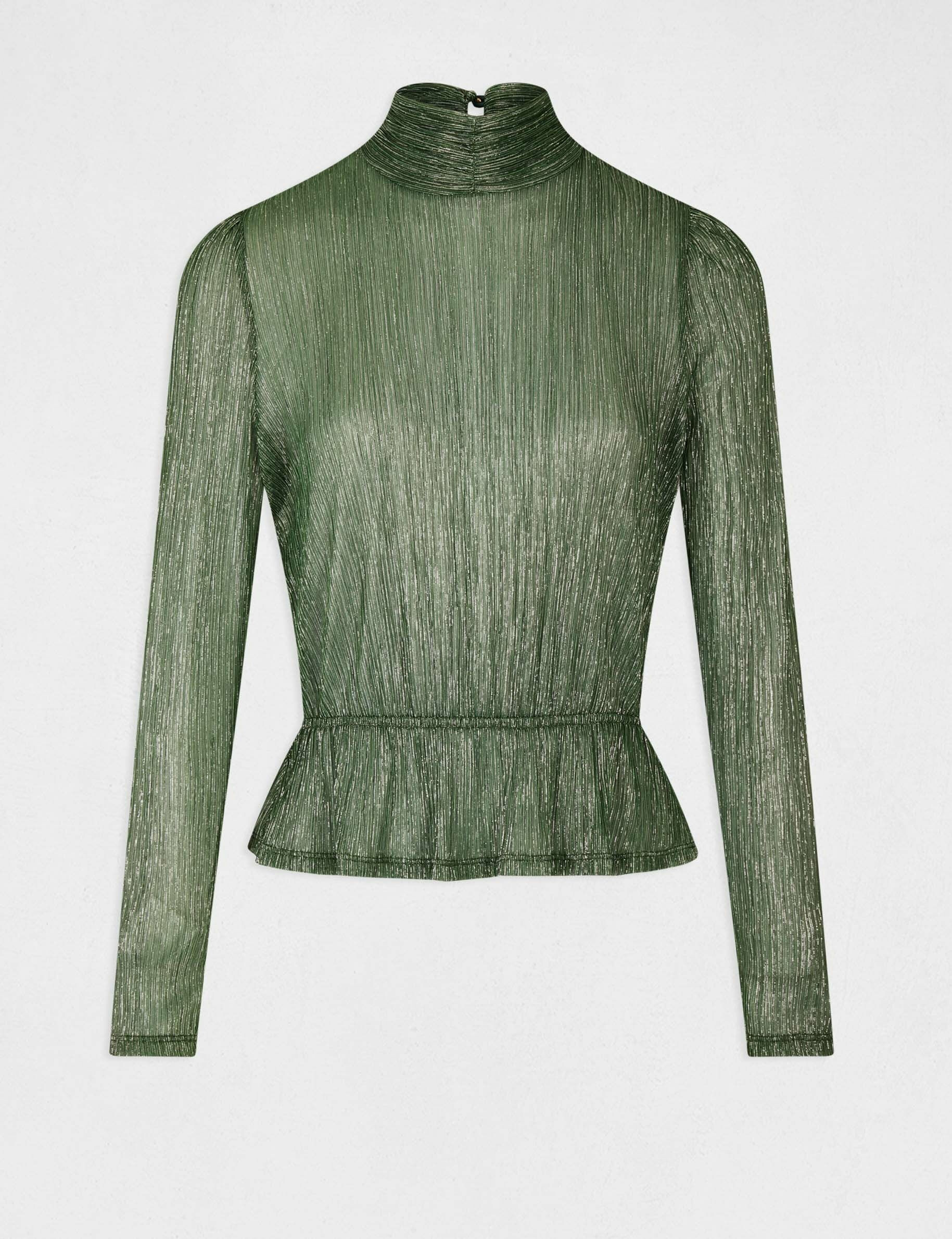 T-shirt manches longues métallisé vert femme - vert