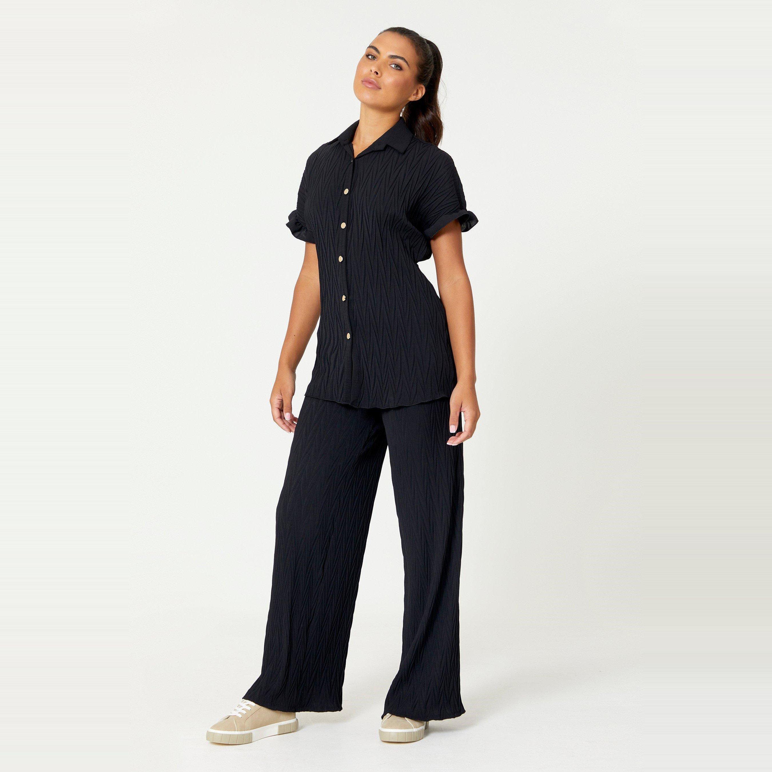 Be You Ladies Plisse Shirt and Trouser Co ord Set