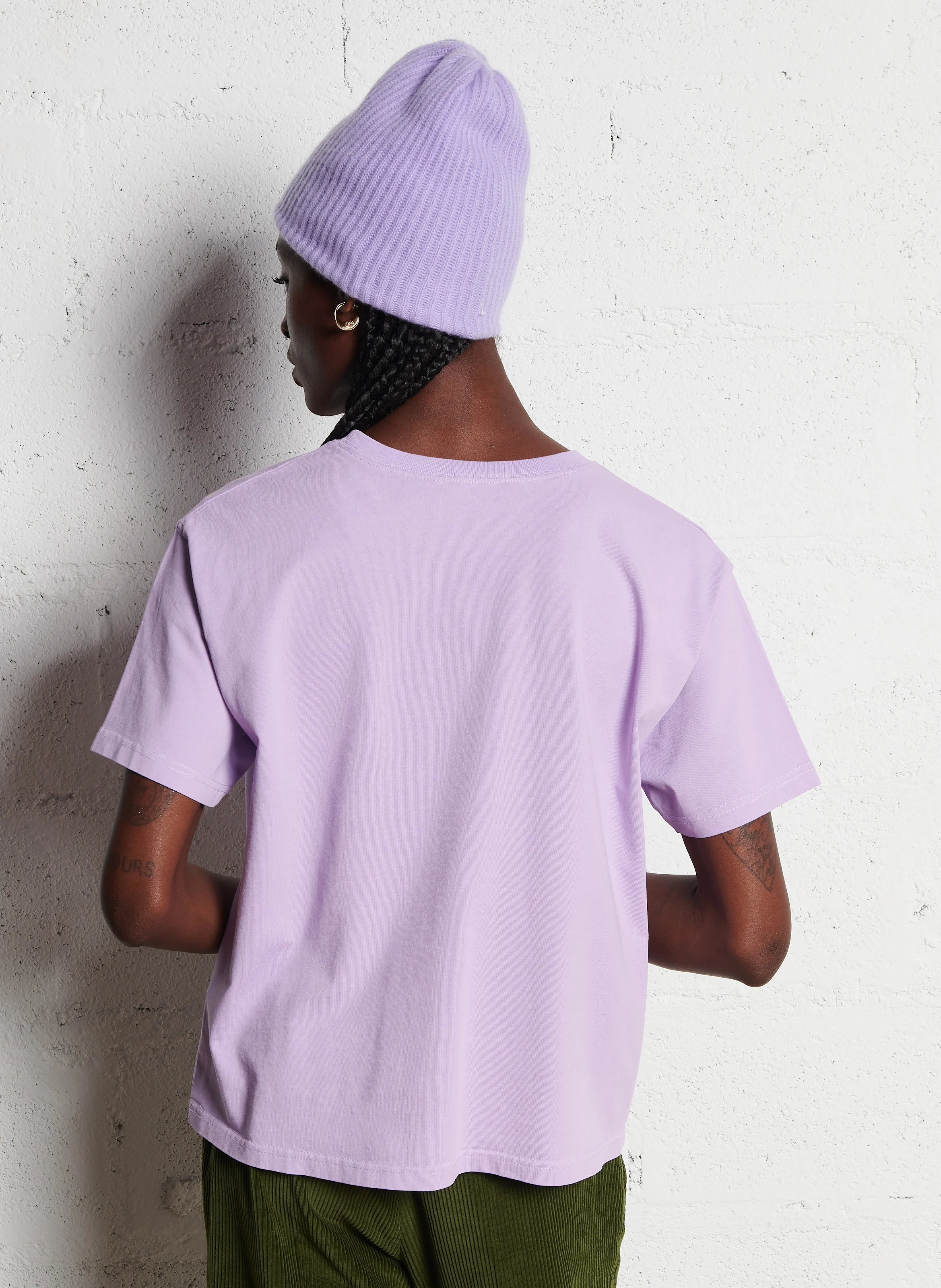 FIZVALLEY - Tee-shirt ample col rond en coton| Violet