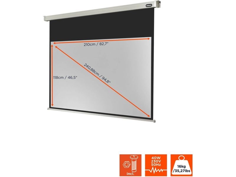 Celexon Motorleinwand Motor Professional 210x118 cm 16:9 Leinwand Motor Professional 220 x 124 cm