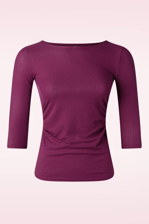 Vintage Chic for Topvintage Lila rib top in bessenpaars