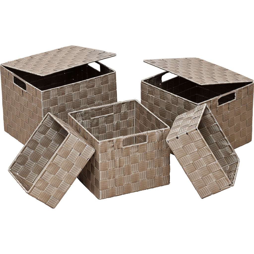 Lot de 4 paniers tressé taupe
