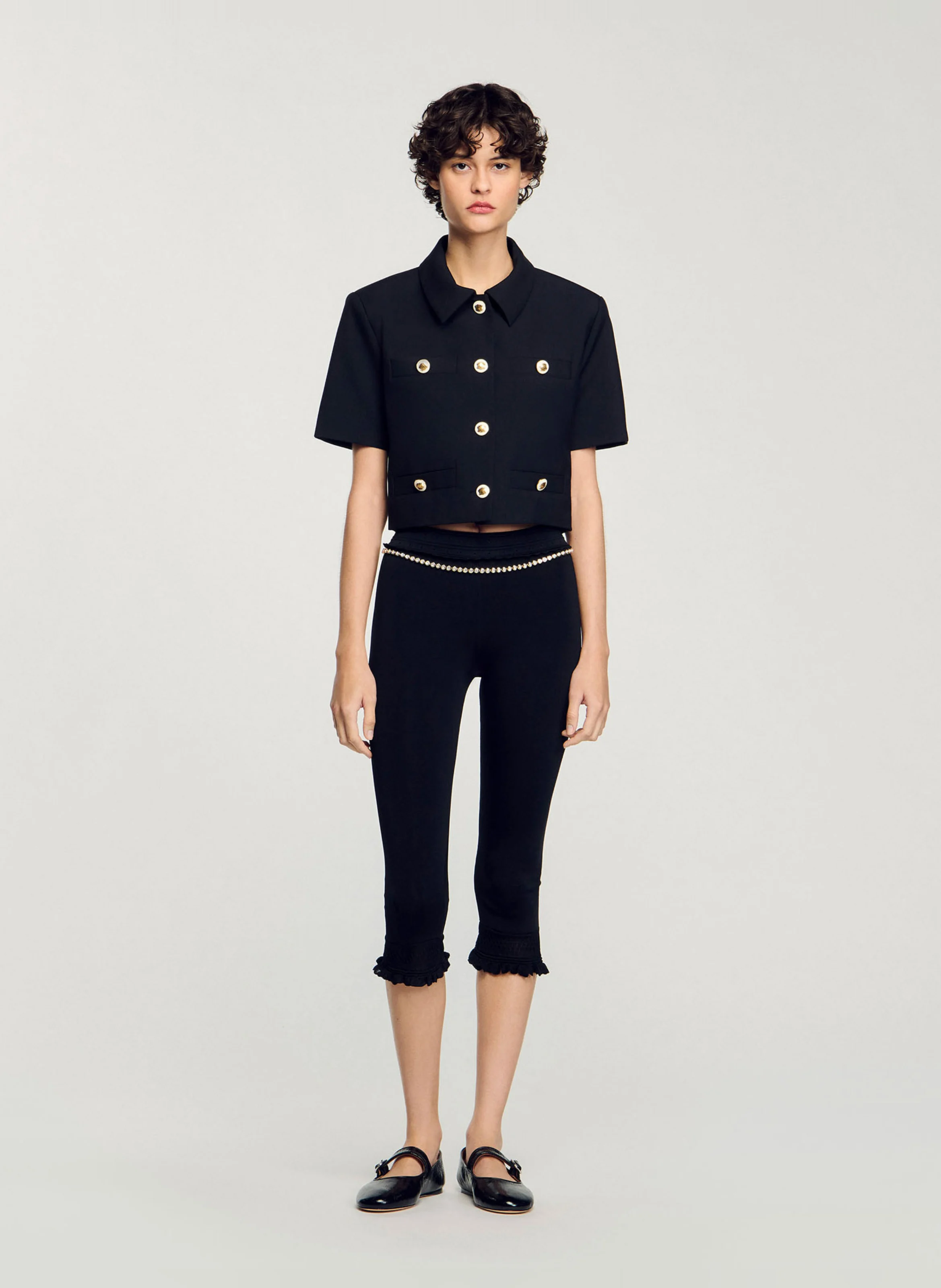 Top droit col classique| Noir