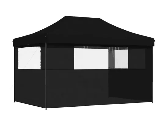 Tente de réception pliable escamotable 3 parois latérales noir
