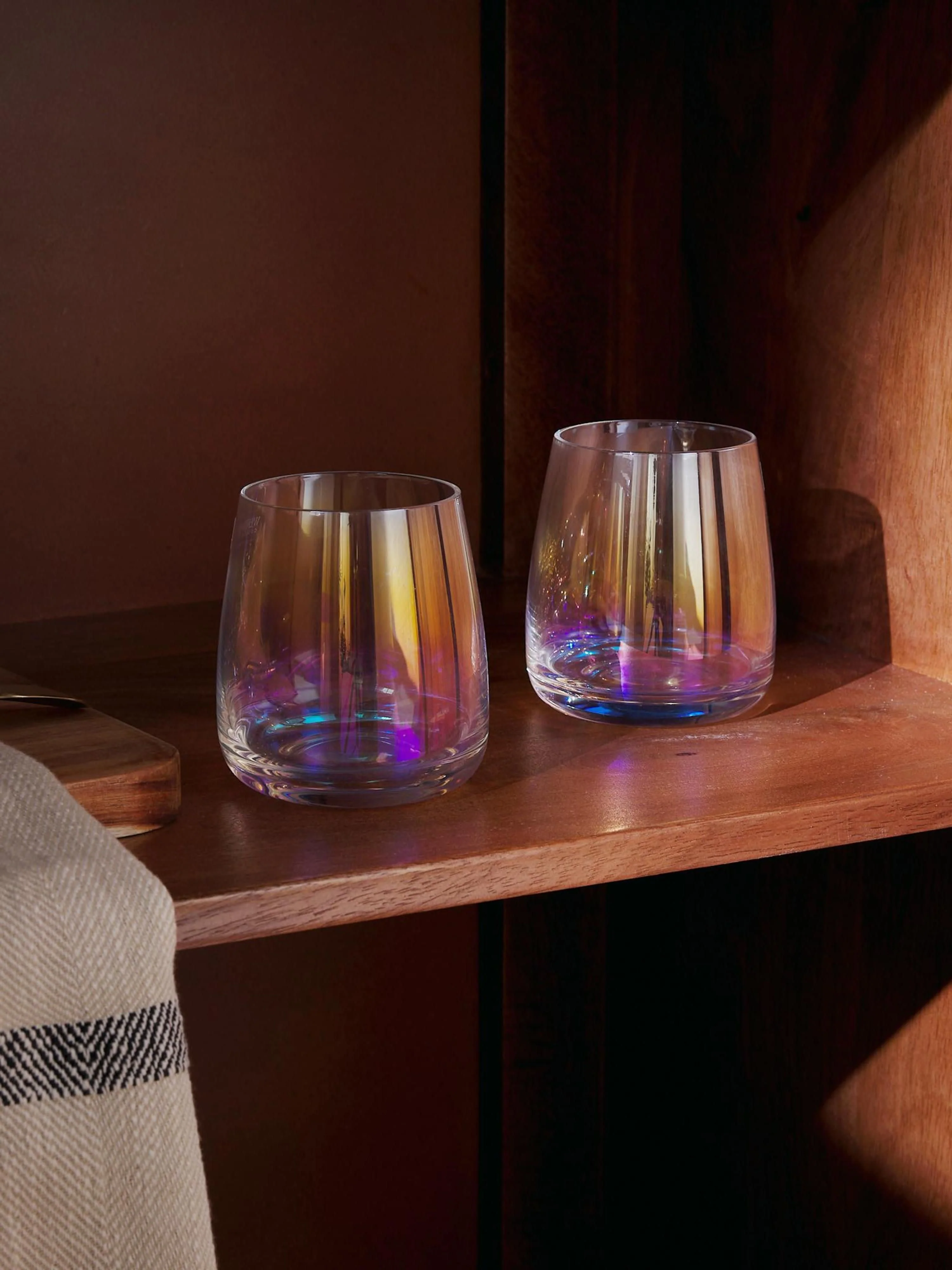Mondgeblazen drinkglazen Ellery, Iriserend, 4-delig