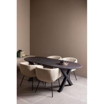 WOOOD tafelblad Tablo ovaal mid brown 24 mm 220x90 cm